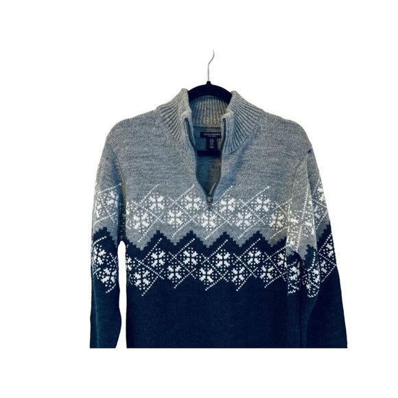 Made in Italy PAOLO MONDO Fair Island Pullover 1/4 Zip Sweater Blue Gray - Picture 6 of 10